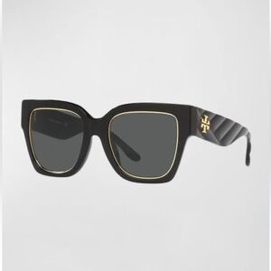 Tory Burch Black and Gold Square Sunglasses